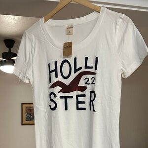 Hollister White Tee with Navy Graphic